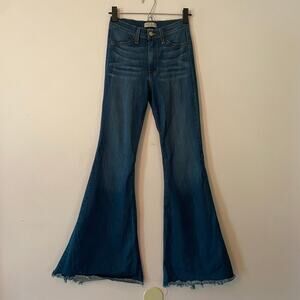 Judy Blue Super Flare Frayed Jeans Boho Retro Bohemian Women's size 3 / 26